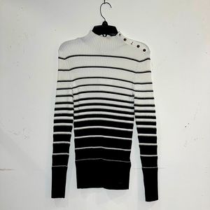 Ted Baker white and black striped high necked sweater